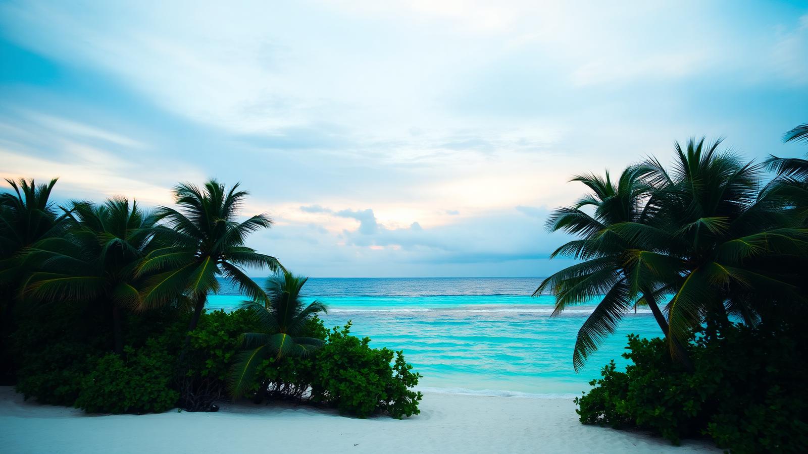 Tropikalna plaża w złotej godzinie